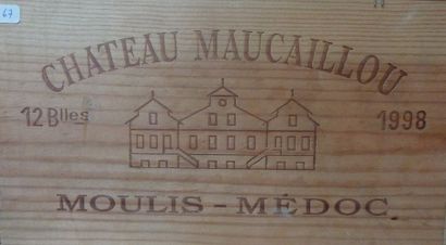 null 67/ 12 BOUTEILLES Château Maucaillou

Moulis-Médoc 

1998

Bon niveau

Caisse...