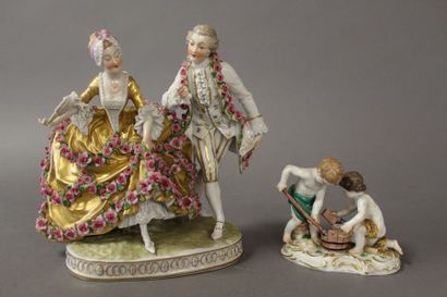 null LOT DE 2 GROUPES en porcelaine de Style XVIIIème Siècle - Epoque 1900

L'un...