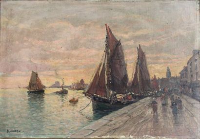 null Henri HOUBEN (1858-1931)

Port d'une ville du Nord, effet du soir

Huile sur...