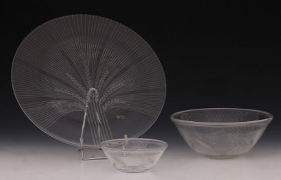 null LALIQUE FRANCE MODELE ARRAS N°3 (Créé en 1943) - ENSEMBLE en cristal taillé...