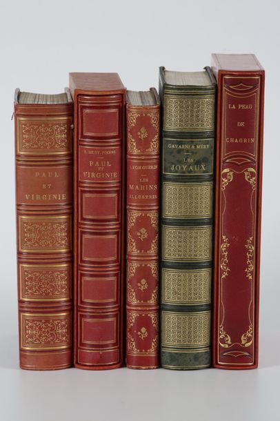 null Lot de 5 volumes : 

a) BERNARDIN DE ST PIERRE. Paul et Virginie. Paris, Curmer,...