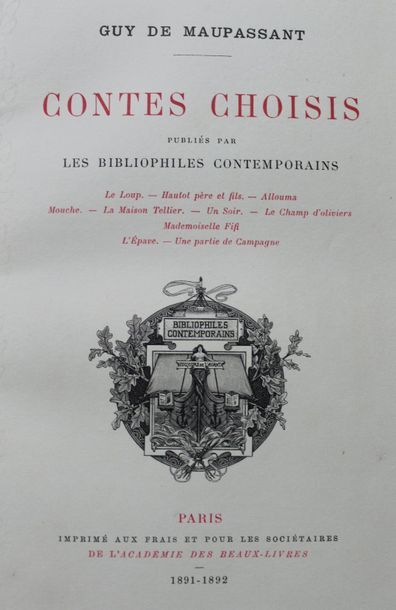null MAUPASSANT (Guy de). Contes Choisis publiés par les Bibliophiles contemporains....