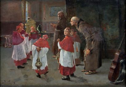 null David GIRIN (Lyon 1848 - Lyon 1917)

Les servants de messe, les moines et le...