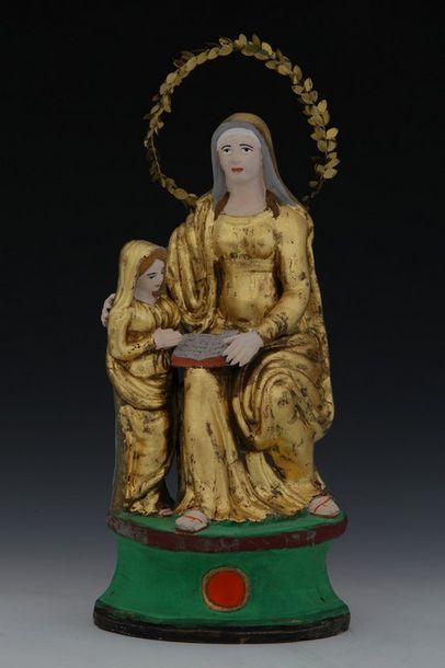 null SANTIBELLI 

Provence XIXème Siècle

SAINTE ANNE ET LA VIERGE

Terre cuite polychromée...