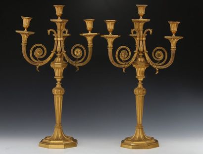 null PAIRE DE CANDÉLABRES à quatre lumières Travail Etranger XIXème Siècle

Bronze...