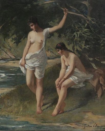null Gustave COLIN (Arras 1828 - Paris 1910)

Jeunes filles au bain

Huile sur toile

Signée...