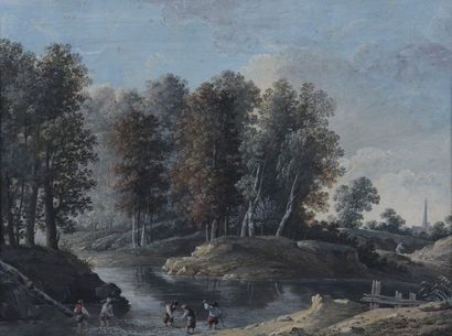 null Jean-Louis Gabriel RABIGOT (Paris 1753 - Orléans 1834)

Pêcheurs sur une rivière

Gouache

Signée...