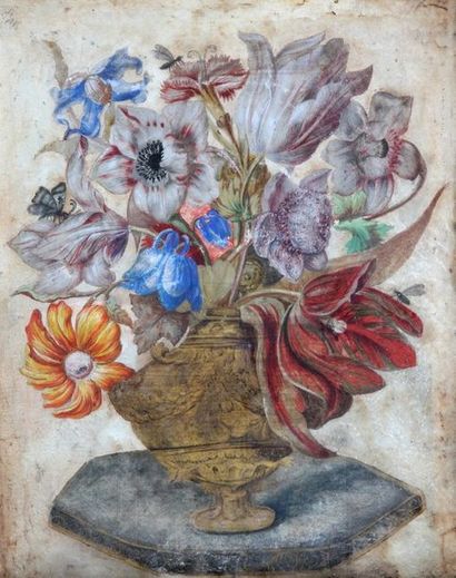 null ECOLE du XVIIème Siècle

Vase de fleurs sur un entablement

Gouache sur vélin

31,5...