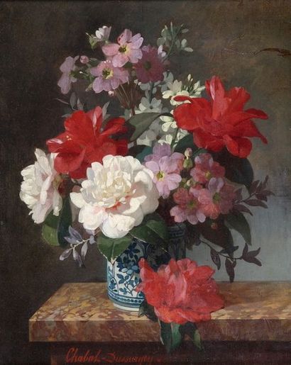 null Pierre Adrien CHABAL-DUSSURGEY (Charlieu 1819 - Nice 1902)

Vase de fleurs sur...