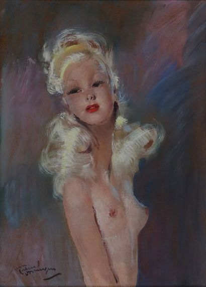 null Jean Gabriel DOMERGUE (1889-1962)

Portrait de fille nue

Huile sur isorel

Signée...