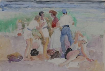 null Odilon ROCHE (1868-1947)

Scène de plage

Aquarelle sur traits de crayon

Signée...