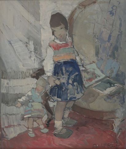 null André PETROFF (1894-1975) 

Jeune fille et poupée 

Huile sur toile

Signée...