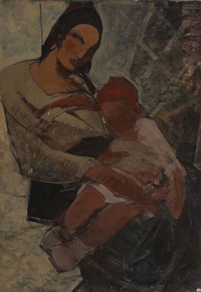 null André PETROFF (1894-1975)

Maternité 

Huile sur panneau

Signée en bas à gauche

98...