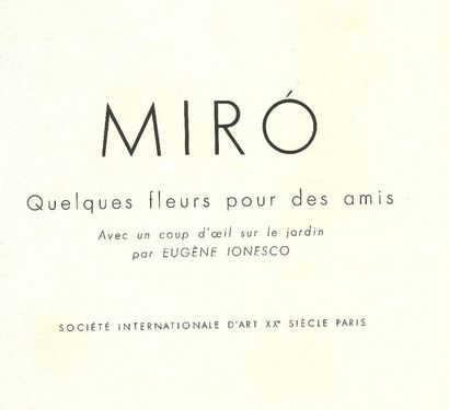 null MIRO (Joan)

Quelques fleurs pour des amis, Paris, XXe Siècle, 1964.

In-folio...