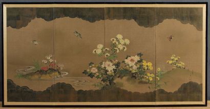 null JAPON Période Taisho (1912-1926)

PARAVENT A QUATRE FEUILLES à décor peint et...