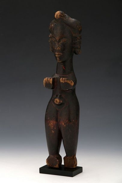 null IGBO NIGERIA Classique poupée en bois ,aux formes arrondies, les mains en offrandes

Patine...