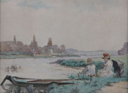 null Ferdinand BASSOT (Besançon 1843 - Paris 1900)

Elégants au bord d'une rivière

Aquarelle

Signée...
