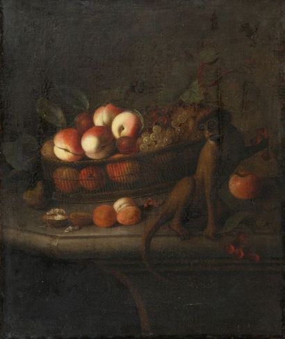 null Attribué à Willem van ROYEN (1672 - 1738/42) 

Nature morte à la corbeille de...