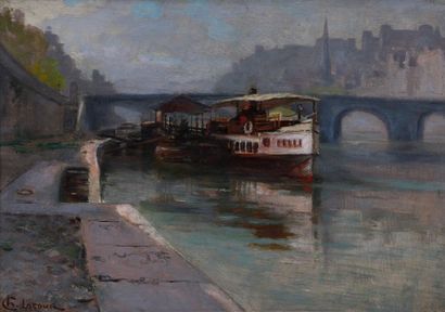 null Charles LACOUR (1861-1941)

Lyon - Péniches sur la Saône au pied du pont Bonaparte

Huile...