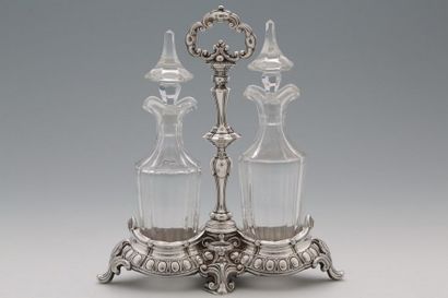 null PETIT HUILIER en cristal et argent Minerve 950 Millièmes d'Epoque Napoléon III...