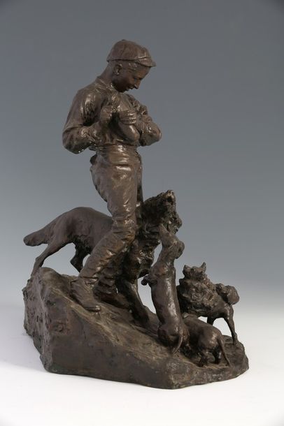 null Cesare BISCARRA (1866-1943)

Le maître et ses chiens

Bronze patiné

Signé sur...