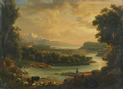 null Alexandre-Hyacinthe DUNOUY (Paris 1757- 1841) 

Pastorale au soleil couchant...