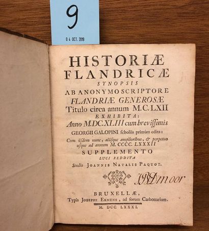 null Flandre. - Historiae Flandricae synopsis, ab anonymo scriptore Flandriae generosae...
