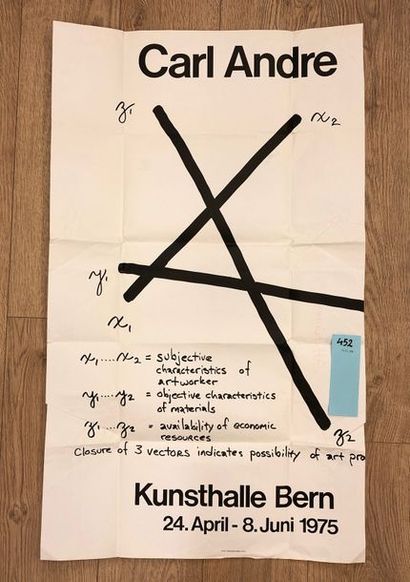 ANDRE (Carl). "Trois pièces" (1975). Carton d'invitation pour son exposition personnelle...