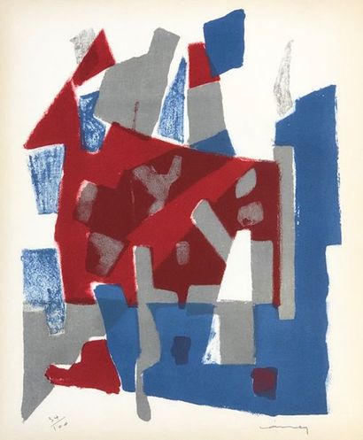 CARREY (Georges). "Composition" (1953). Lithographie en couleurs tirée sur vélin...