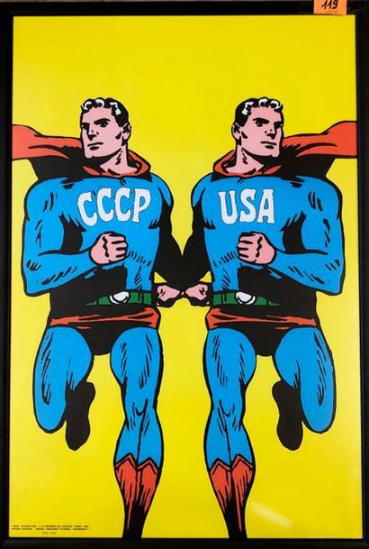 CIESLEWICZ (Roman). "CCCP - USA" (1968). Lithographie en couleurs, montée sous cadre...