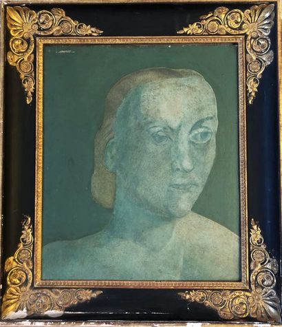COURTENS (Pierre). "Portrait de femme" (ca 1955-1960). Huile sur panneau, signée...