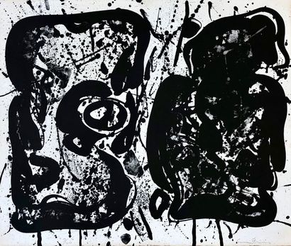 FRANCIS (Sam). "Dark Egg" (1963). Lithographie en noir tirée sur vélin de Rives,...