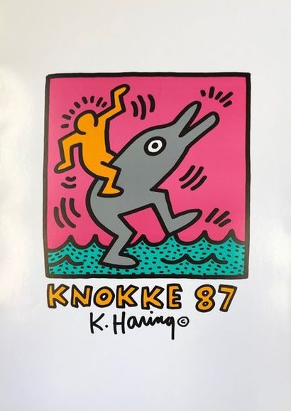 HARING (Keith). "Knokke" (1987). Lithographie en couleurs tirée sur papier glacé...