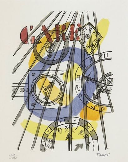 LÉGER (Fernand). "La Gare" (1959). Lithographie en couleurs tirée sur vélin d'Arches,...