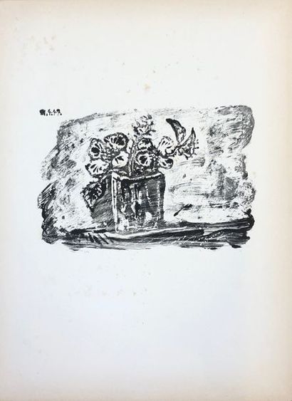 PICASSO (d'après Pablo). "Le Petit pot de fleurs" (1947). Lithographie en noir tirée...