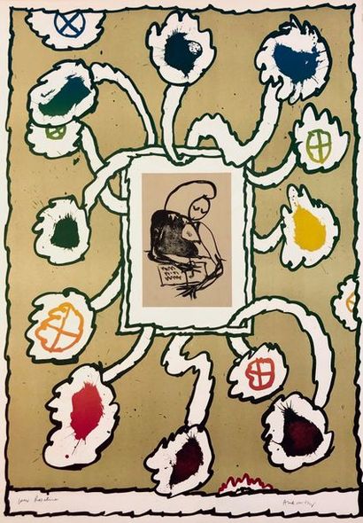 ALECHINSKY (Pierre). "Lettre ouverte" (1975). Lithographie en couleurs tirée sur...