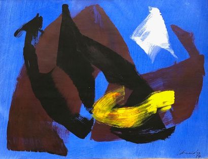 null SCHNEIDER (Gérard). "Composition" (1974). Huile sur papier marouflée sur toile,...