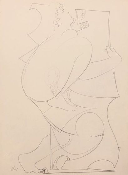SERVRANCKX (Victor). "Composition" (1949). Crayon sur papier, daté et signé au coin...