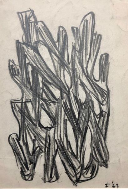 ANTHOONS (Willy). "Composition" (1963). Crayon sur papier, daté et signé au coin...