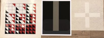 null Geometric Abstractions - Set of 3 lithographs and serigraphs, all justified...