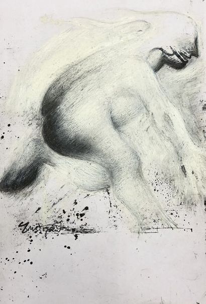 null CHRISTOFOROU (John). Untitled. Ink and gouache on paper, signed in the lower...