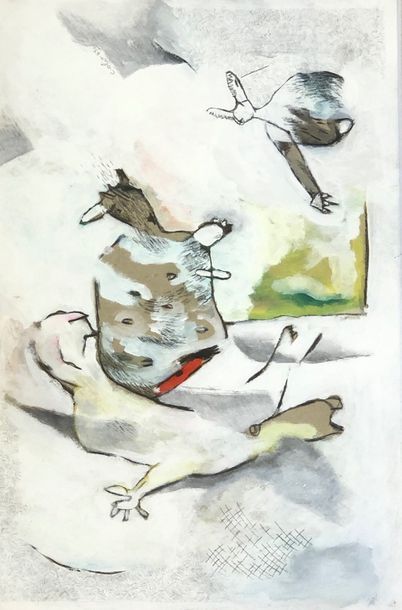 null COLIN (Daniel). "Chèvres 3" (1985). Technique mixte sur papier, titrée, datée,...