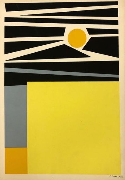 DELAHAUT (Jo). Untitled (1958). Silkscreen in 4 colors, just. 34/100 and signed in...