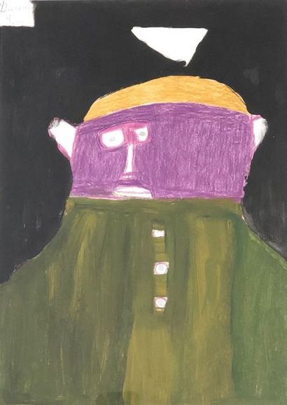 null DUHEM (Paul). "Character". Gouache and pastel on paper, signed in the upper...