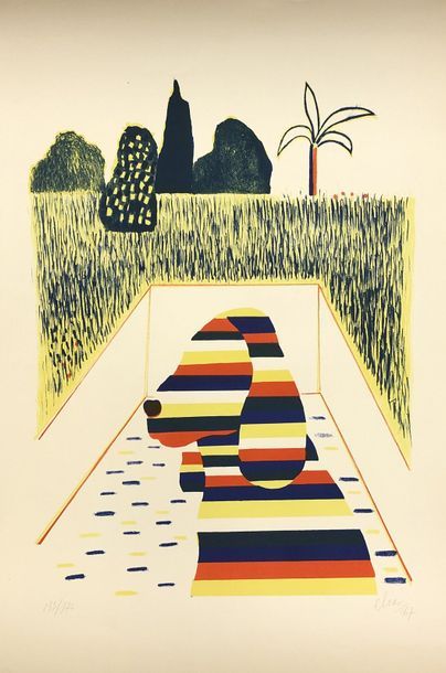 null ELIAS (Etienne). "Le Chien arc-en-ciel" (1967). Lithographie en couleurs, datée,...