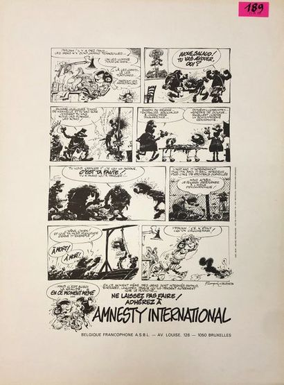 FRANQUIN (André). "Amnesty International" (1981). Planche imprimée en noir sur papier...