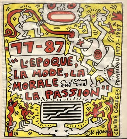HARING (Keith). "Time, Fashion, Morality, Passion" (1987). Plastic bag made for the...
