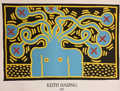 HARING (Keith). Poster (1985). Colour printing. Lombreuil, Nouvelles Images, 1986,...