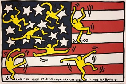 HARING (Keith). "American Music Festival" (1988). Colour lithograph. Size support...