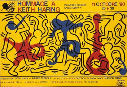 HARING (Keith). "Hommage à Keith Haring" (1990). Lithographie en couleurs. Dim. support...